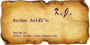 Kolbe Jolán névjegykártya
